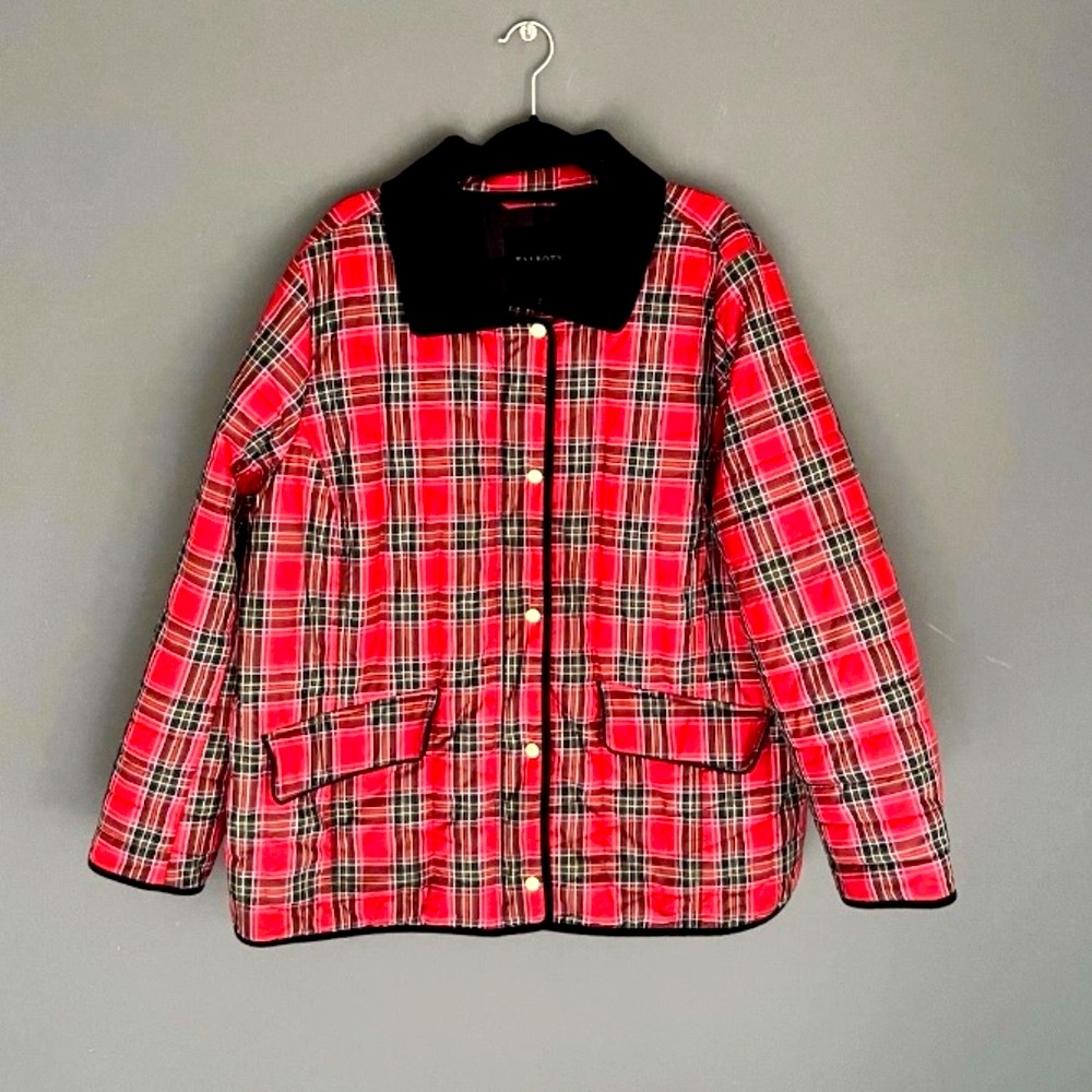 Talbots FALL Red Plaid Tartan Quilted Fall Coat/Jacket MP $39 firm..EUC - Picture 2 of 5